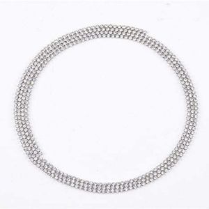 Kercisbeauty Multi Row Boho Tennis Chain Rhinestones Choker Long Chain Necklace